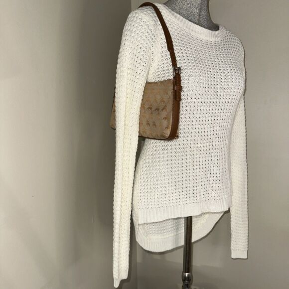 Love by Chesley White Sweater Women’s M Medium Open Knit Long Sleeve High Low - Picture 11 of 15